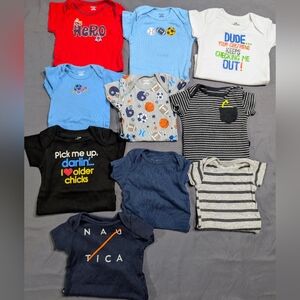 (10) Boys Bodysuits Onesies Size 3-6 Months Various‎ Brands Gerber's Nautica